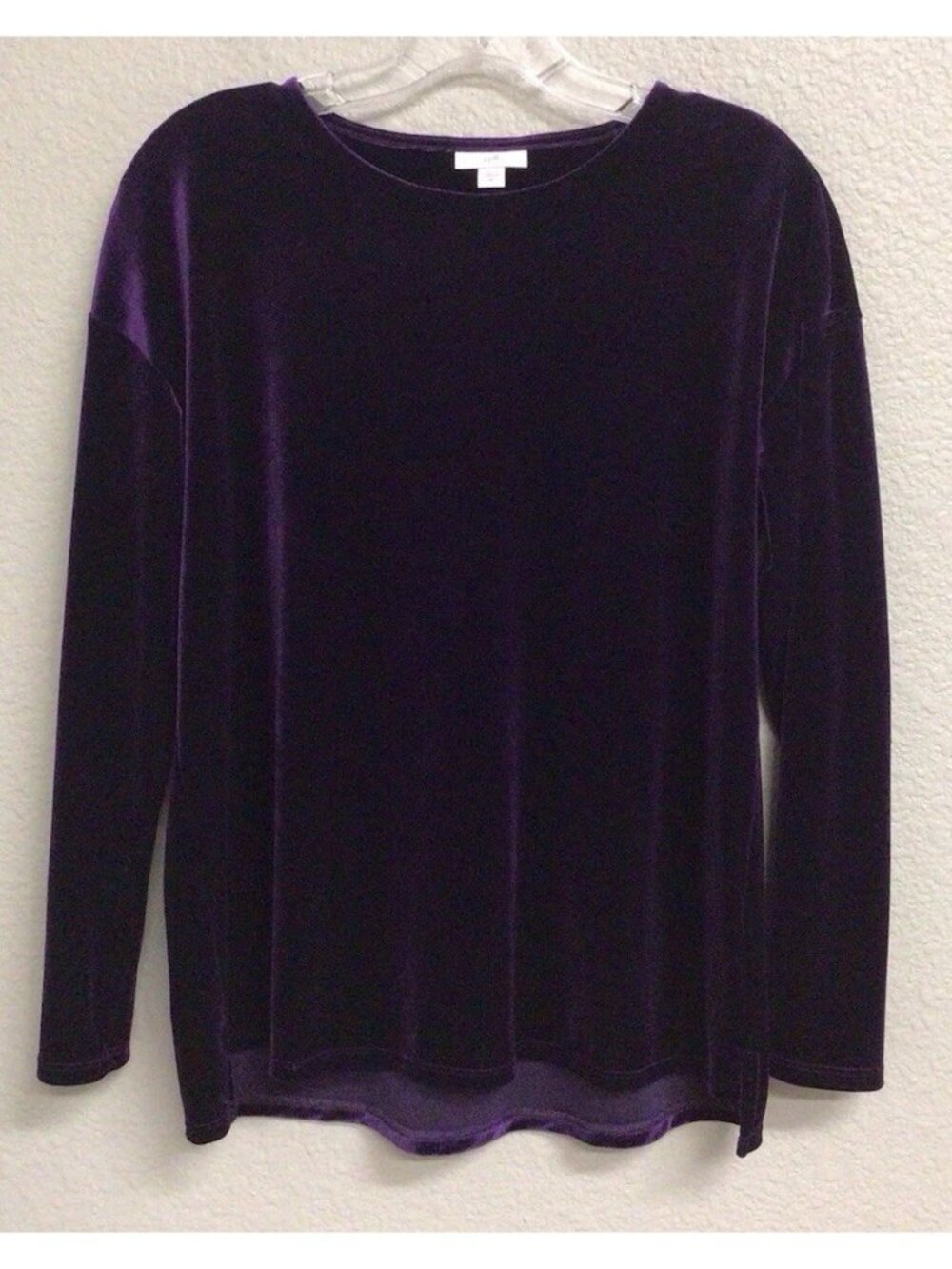 J. Jill Women Top Tunic Purple Velvet Round Neck Long Sleeve Size XS
